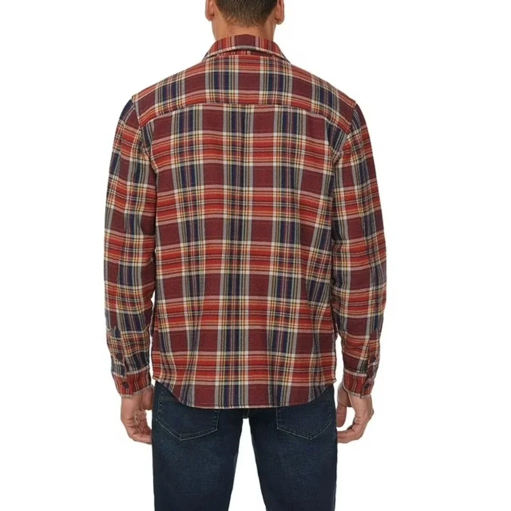 Buffalo David Bitton Mens Plaid Shirt Jacket Red Small Cotton Button Up NWT
